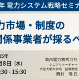 【2025電力市場・制度の展望】関係事業者が採るべき戦略－2025年1月8日開催