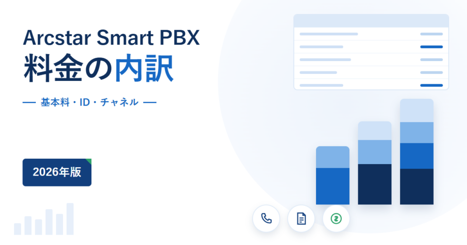 Arcstar Smart PBXの料金が基本料とIDとチャネルの積み上げで決まることを示したアイキャッチ