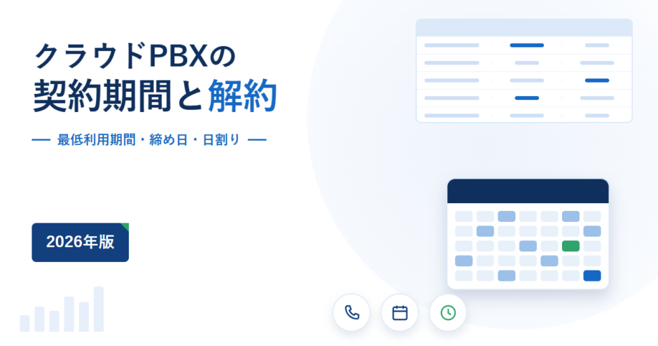 クラウドPBXの最低利用期間と解約の締め日を扱うことを示したアイキャッチ