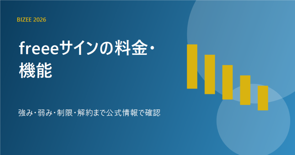 freeeサインの料金、機能、強み、弱み、解約を表す専用アイキャッチ