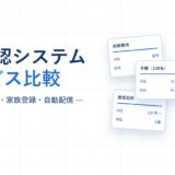 安否確認システム 4サービス比較 2026年版。料金・初期費用・家族登録・自動配信という副題と、初期費用・月額・最低契約を並べた3枚の比較カード、安否回答画面のスマートフォンと警報アイコンを配した紺と青のアイキャッチ