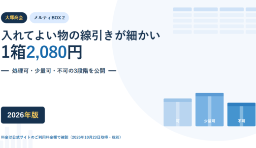 大塚商会 メルティBOX 2の料金と条件｜1箱2,080円と、入れてよい物の3段階の線引き【2026年】