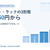 ヤマト運輸 機密文書リサイクルサービスのアイキャッチ。箱・ポスト・ラックの3形態と1箱1,650円からの料金を示し、大きさの違う5つの箱が並んでいる