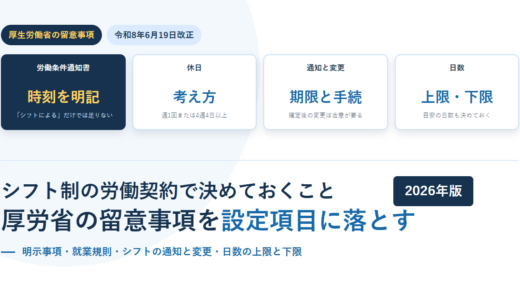 シフト制の労働契約で決めておくこと｜厚労省の留意事項（2026年6月改正）から、明示事項・通知期限・変更手続を整理する