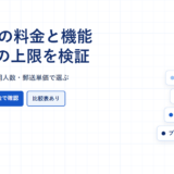 Misocaの料金と機能、4プランの上限を検証というタイトルのアイキャッチ画像。プラン別の月間通数を並べたリストを配置