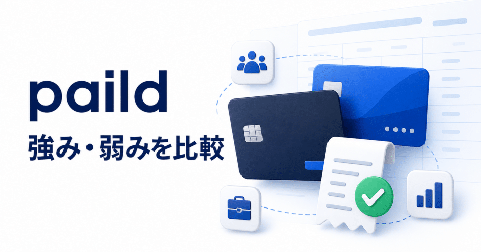 paildの法人カード・領収書回収・支出管理に関する強みと弱みを示すアイキャッチ
