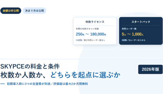 SKYPCEの料金と条件｜金額は非公開でも、枚数14段階・ユーザー9段階まで公開されている【2026年】