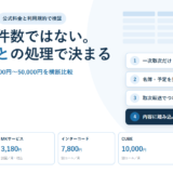 白地に淡い青の比較表グリッドを敷いたBIZeeのアイキャッチ。電話代行サービス比較のタグと「料金差は件数ではない。受けたあとの処理で決まる」という見出しを置き、右側に一次取次だけ／名簿・予定を見て応対／取次転送でつなぐ／内容に踏み込んで応対という4段階のカード、下部に渋谷オフィス3,000円・MKサービス3,180円・インターコード7,800円・CUBE10,000円・fondesk12,000円の5枚の料金カードを並べた構成
