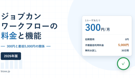 ジョブカンワークフローの料金と機能｜1ユーザ300円と月額最低5,000円の関係を検証
