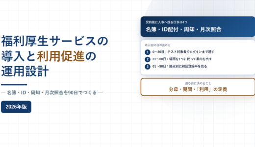 福利厚生サービスの導入と利用促進の運用設計｜名簿・ID・周知・月次照合を90日でつくる【2026年】