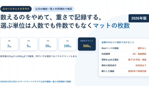 スマートマットクラウドの料金と契約条件｜価格はWebに出ていないが、規約で分かることはここまである【2026年】